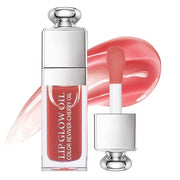 Hydrating Lip Glow Oil, Lip Oil Gloss Transparent Toot Tinted Nourishing Long Lasting Repairing Lightening Lip Lines (ROSE...