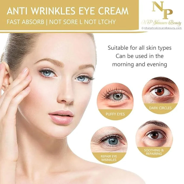 Anti-Wrinkles Eye Cream - Fast Absorbing, Natural Ingredients for Dark Circles, Puffy Eyes, and Wrinkle Reduction, 30 gram...