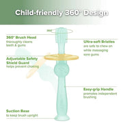haakaa 360° Baby Toothbrush with Suction Base - Gentle Cleaning for Toddler's Self-Brushing Training, Food-Grade Silicone,...