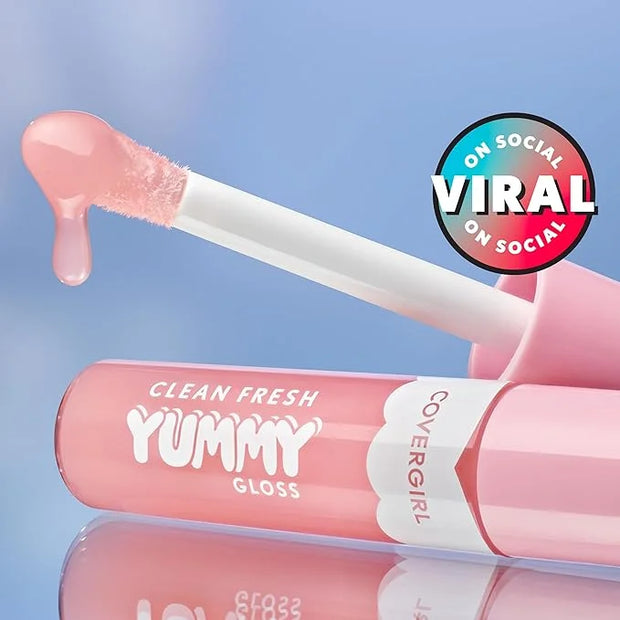 COVERGIRL Clean Fresh Yummy Lip Gloss, Sunrise Blush, Hydrating, Non-Sticky, Hyaluronic Acid, Glassy Shine, 0.33oz - Produ...