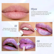Purple Glitter Lip Gloss Liquid Lipstick, Diamond Shimmer Metallic Sparkly Iridescent Chameleon Lilac Lip Gloss Gift for W...