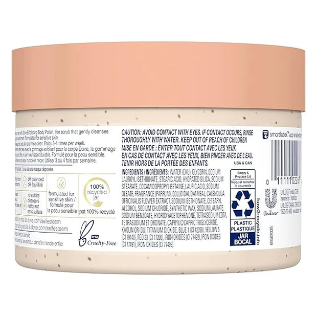 Dove Exfoliating Body Polish Scrub for Silky Skin Oatmeal & Calendula Oil Body Scrub Exfoliates & Gives Lasting Nourishmen...