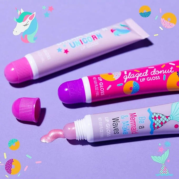 24pc Flavored Lip Gloss for Kids and Teens - Unicorn Themed Lip Gloss in Assorted Fruity Flavors, Unicorn Gifts for Girls,...