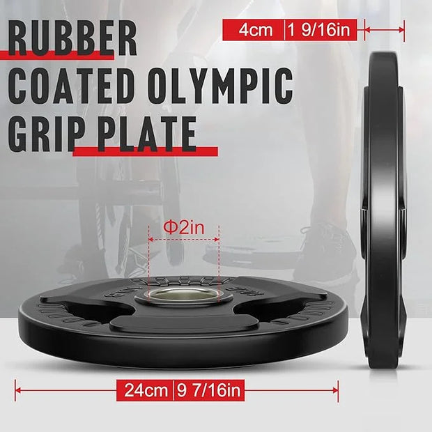 Holleyweb Weight Plates Olympic Rubber Grip Plates 2-Inch - Product Image