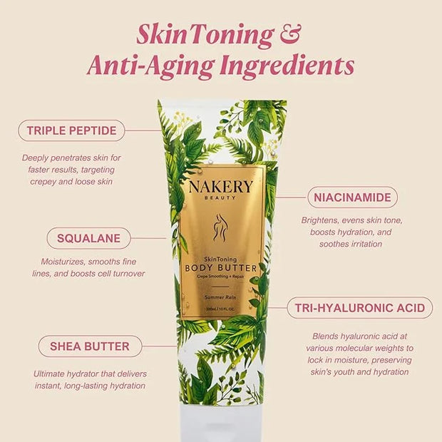 Nakery Skin Toning Body Butter for Women - Firming Body Lotion for Women - Peptide Infused Body Lotion for Crepey & Saggin...