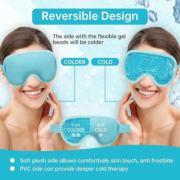 2 PCS Reusable Ice Eye Mask - Hot Cold Therapy Gel Bead for Puffiness, Dark Circles, Bags, Dry Eyes, Headaches, Migraines,...
