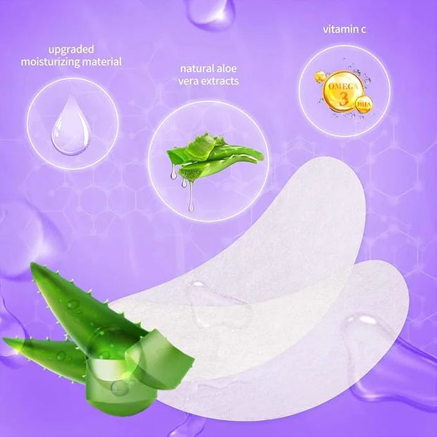 VEYES INC 50 Pairs 100% Natural Aloe Extract Under Eye Gel Pads Hydrogel Eye Patch For Eyelash Extension Lint Free Lash Ex...