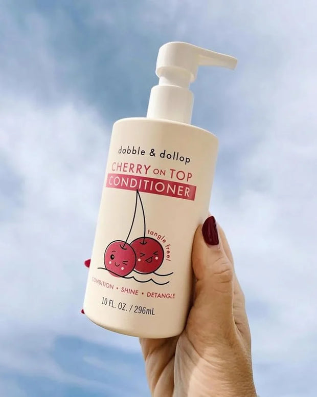 Dabble & Dollop Cherry on Top Conditioner - Natural Shine & Detangler for Kids, 100% USA-made, Paraben & Sulfate Free, Veg...