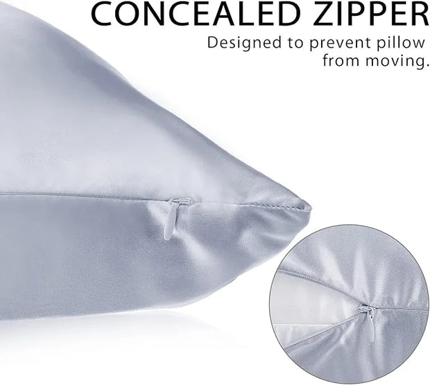 2 Pack Satin Pillowcase with Latent Zipper, Adjustable Satin Eye Mask for Sleeping and Satin Volume Scrunchie for Hair and...