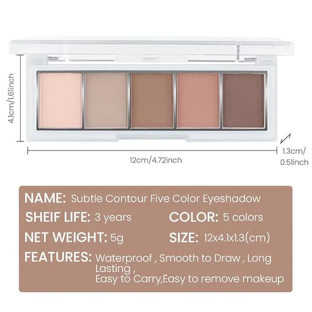5 Colors Matte Eyeshadow Makeup Palette,Nude Pink Light Dark Brown Highly Pigmented Natural Neutral Eye Shadow Palette,Lon...