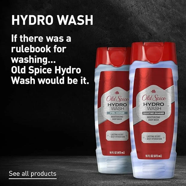 Old Spice Moisturizing Body Wash for Men, Hydro Wash, 2-in-1 Long Lasting Scent & Deep Hydration, 24/7 Shower Fresh, Smoot...