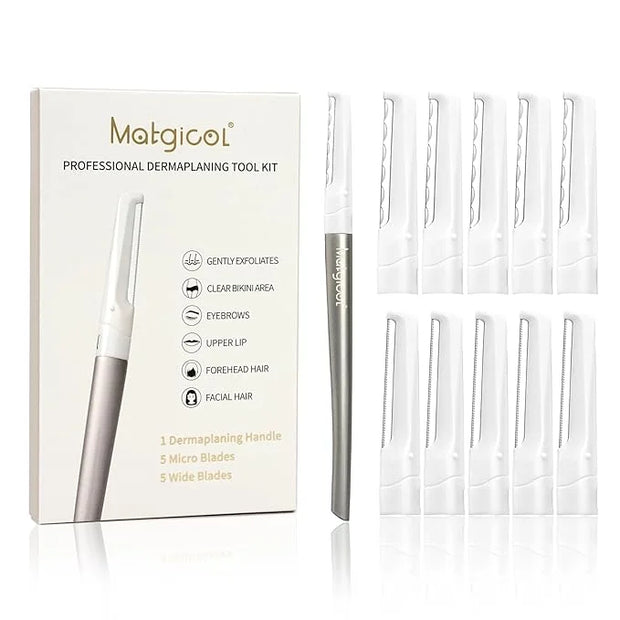 Dermaplaning Razor for Face - 10 Blade Refills, Dermaplaning Tool for Face Help Exfoliate and Smooth Skin, Easy-to-Use Fac...