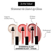 Pack of 3 Shimmer Lip Gloss for Girls & Women - Lip Glosses 2.1 FL Oz Total (0.7 FL Oz Each) - High Shine Lip Gloss - Crue...