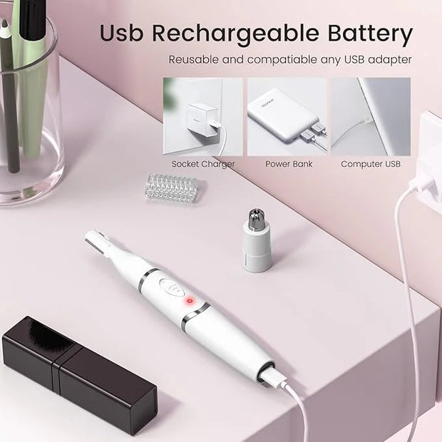 Nose Hair Trimmer for Women - 2 in 1 Professional Painless Eyebrow and Facial Hair Trimmer for Men and Women, USB Recharge...