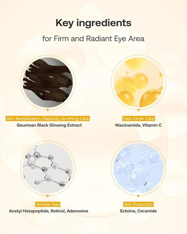 Geumsan Black Ginseng Peptide Under Eye Patches for Dark Circles & Wrinkles (2 Patches) | Hydrocolloid Eye Mask for Firmin...