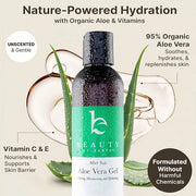 Beauty by Earth Aloe Vera Gel - USA Made with Natural & Organic Ingredients, Pure Aloe Vera Plant Gel for Face Mask, Hair ...