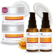Vitamin C Complete Skin Care Regimen | Includes (1) Day Cream, (1) Night Cream, (1) Face Serum, (1) Eye | Powerful, Safely...