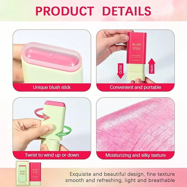Multi-Use Makeup Blush Stick,Beauty Solid Moisturizer Stick,Waterproof Natural Nude Makeup,Tinted Solid Moisturizer Stick ...