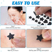 288pcs Pimple Patch Star, 2 Styles Star Pimple Patch, Cute Black Pimples Patches Stars, Skin-friendly, Breathable, Waterpr...