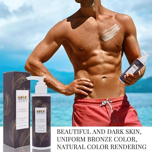 Self Tanner Sunless Tanning Lotion — indoor tanning lotion for tanning beds outdoor Sun-Kissed Glow Non-Transfer Bronzing ...