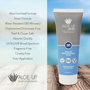Aloe Up Sport Sunscreen Lotion SPF 30 - Broad Spectrum UVA/UVB Sunscreen Protector for Face and Body - With Hydrating Aloe...