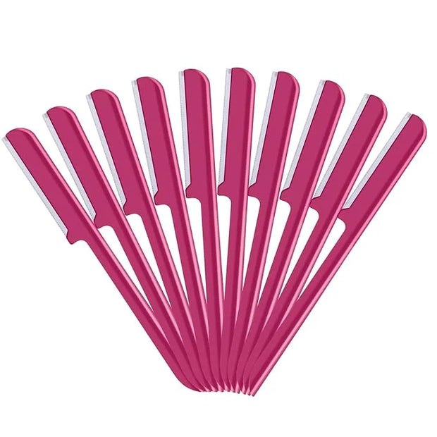 10 Pieces Women's Facial Razor Eyebrow Shaver Razor Brow Shaper Eyebrow Trimmer Dermaplaner Shaping Tool with Cover (Rose ...