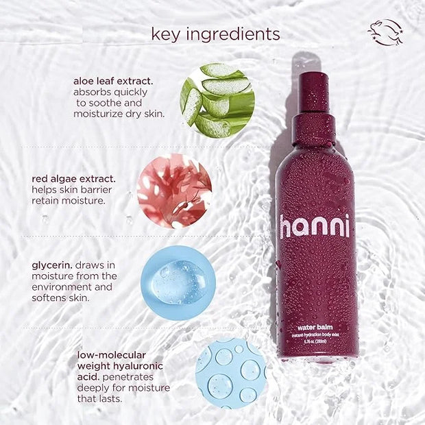 HANNI Water Balm Hydrating Body Mist, Moisturizer Spray with Hyaluronic Acid for All Skin Types, Lotion Replacement, 200 m...