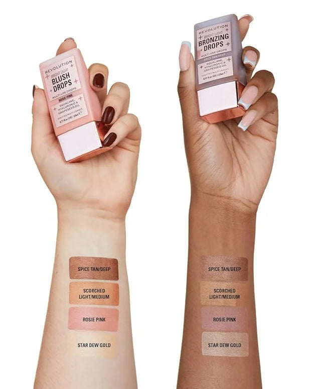 Revolution, Bright Light Glow Blush Drops, Builable Liquid Blush for Face, Infused with Hyaluronic Acid, Vegan & Cruelty-F...
