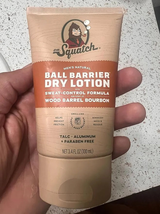 Dr. Squatch Ball Barrier Dry Lotion, No Mess Body Powder Lotion for Men, Made With Natural Ingredients - 2-Pack Wood Barre...