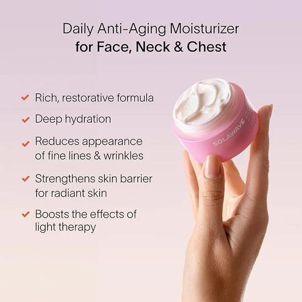 Solawave LightBoost Rich Cream for Face & Neck | Boosts Effects of Red Light Therapy | Daily Anti Aging & Skin Firming Moi...