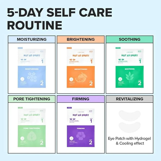I DEW CARE Glass Skin Face Mask Variety Pack - Hot as Sheet | Korean Face Masks Skincare, 5-Day Eye&Face Multi-masking Set...