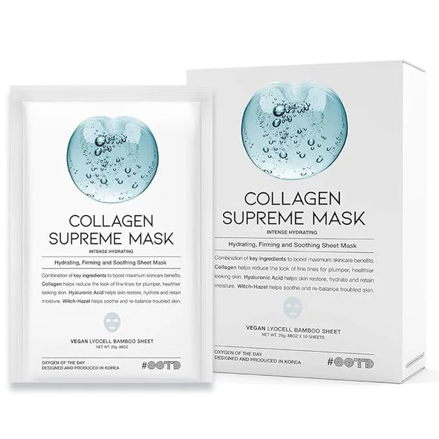 Collagen Hydrating Sheet Masks for Face Korean Anti Aging Mask Sheet for Dry Skin & Sensitive Skin, EVE Vegan, Not Tested ...