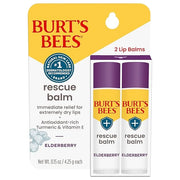 Burt's Bees Rescue Balm Elderberry Lip Balm, With Antioxidant-Rich Elderberry, Tint-Free, Natural Origin Lip Care, 2 Tubes...