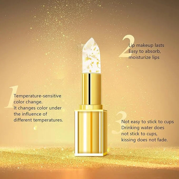 Transferproof Color Changing Lipstick, Gold Crystal Ph Lipstick Color Changing Lipsticks for Women Girls, Temperature Chan...