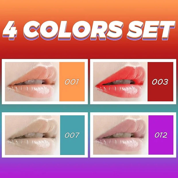 Plumping Lip Oil, 4PCS Hydrating Lip Glow Gloss Moisturizing Tinted Lip Balm Lasting Nourishing Protects Soothes, Comforts...