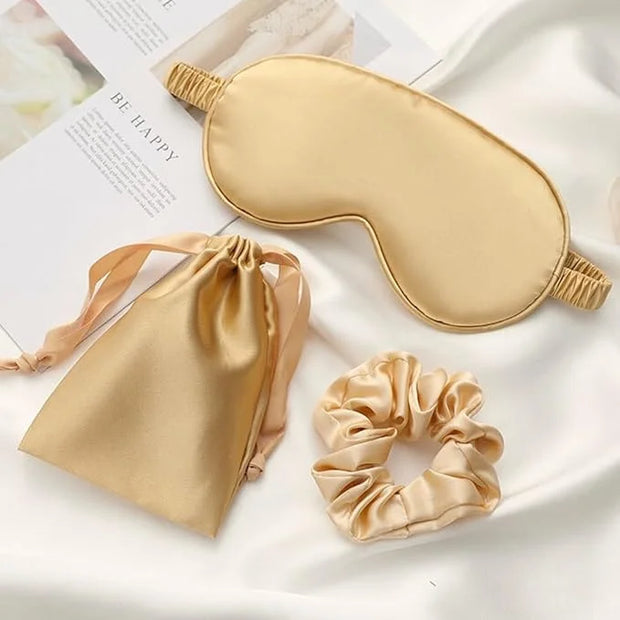 Silk Satin Sleeping Eye Mask, Gold Sleep Eye Mask Night Blindfold for Women and Men, Soft Breathable Blackout Eyeshade Eye...