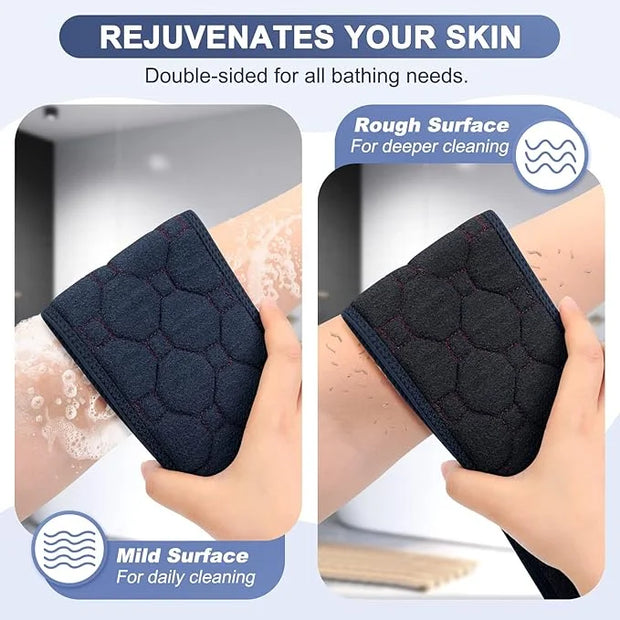 Exfoliating back scrubber with handles,