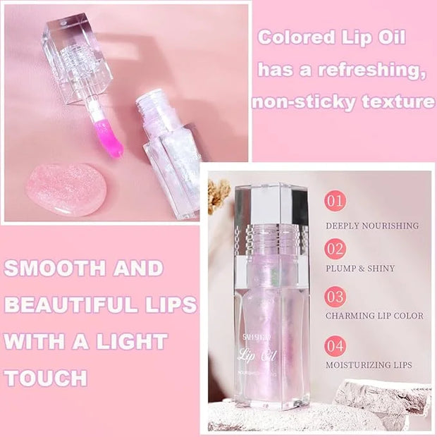 2PCS Magic Color Changing Lip Oil, Big Brush Color Changing Lip Oil, Lip Oil Color Changing, Warm Change Hydrating Color C...