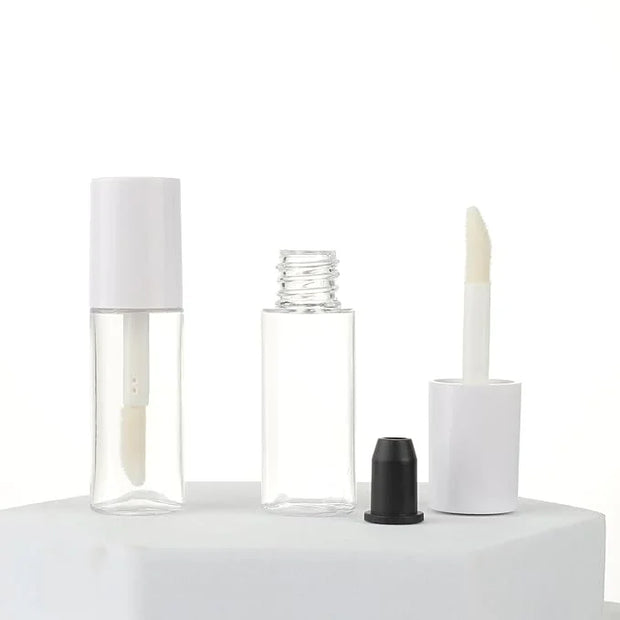 COSIDEA 10pcs 3ml empty lip gloss tubes with wand 0.1OZ Round mini White lipgloss tube container for DIY cosmetics packing...