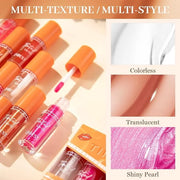 4 Colors Fat Lip Oil Drip,Lip Oil Lip Glaze Hydrating Lip Glow Oil Big Brush Head Moisturizing Lip Gloss,Shiny Transparent...