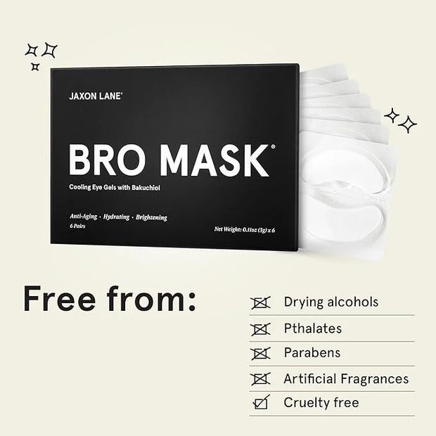 BRO MASK Under Eye Gel Pads: Cooling Eye Patches for Dark Circles and Puffiness | Anti Aging Hydrogel Eye Patch Set + Baku...