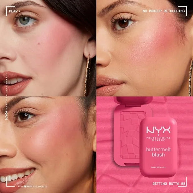 NYX PROFESSIONAL MAKEUP Buttermelt Powder Blush, Fade and Transfer-Resistant Blush, Up to 12HR Make Up Wear, Vegan Formula...