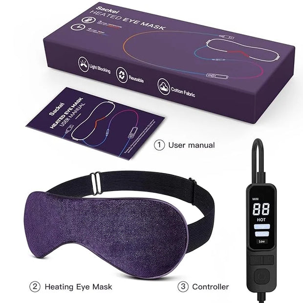 Heated Eye Mask for Dry Eyes with Temperature & Timer Remote, Eye Warm Compress Mask to Unclog Glands Eye Heating Pad for ...