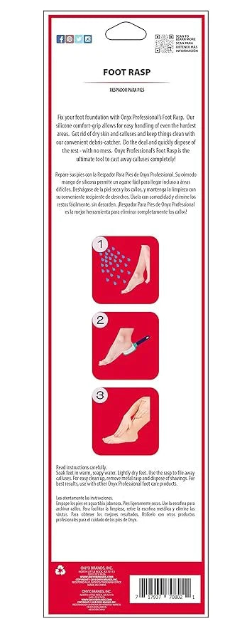 Onyx Professional Foot Rasp, No Mess Callus Remover for Feet, Includes Debris Catcher - Stainless Steel Foot Scrubber Dead...