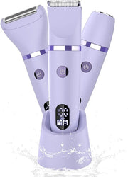 3-in-1 Electric Razor IPX7 Waterproof Bikini Trimmer Wet & Dry Use Painless Personal Trimmer Groomer for Ladies Face Body ...