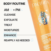 Pacifica Bronzing Body Oil – Crystal Bronze Shimmering Oil for Natural Sun-Kissed Glow, Hydrating Body Illuminator, Vanill...