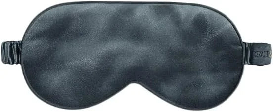Grace & Company Silky Satin Eye Mask for Women - Premium Black Satin Silk Sleep Mask - Hydrating, Ultra Soft & Lightweight...