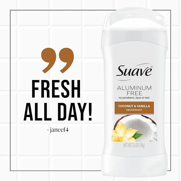 Suave Aluminum-Free Deodorant for Women, Coconut & Vanilla, 2.6 Oz - Product Image