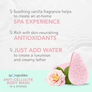 Spongeables Anti Cellulite Body Wash in a 20+ Wash Sponge, English Rose, 3 Count - Product Image
