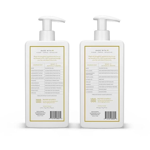 Coconut & Turmeric Shampoo and Conditioner Contain Naturally Derived Ingredients | All Hair Types, Color & Treated, Fine t...
